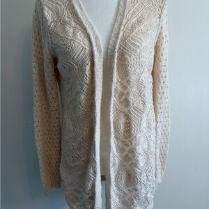 Open-Knit Longline Cardigan in Cream